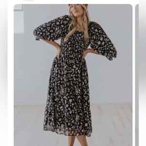 Roolee Black Floral Dress 3XL